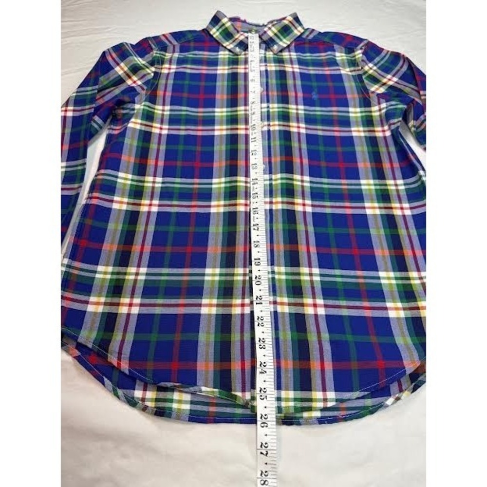 Polo Ralph Lauren Blue Plaid Cotton Button Down Shirt Boy's Size L (16-18) - NWT - Picture 4 of 7
